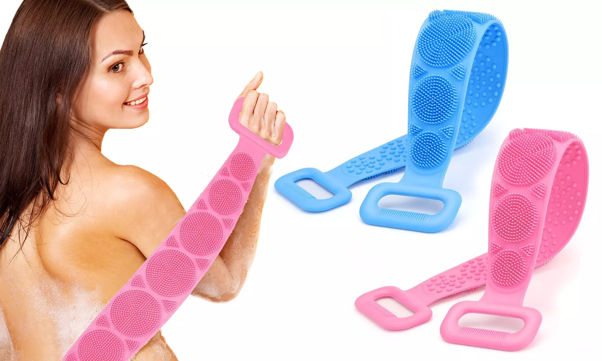 Silicone Double Sided Long Shower Back Massager and Scrubber