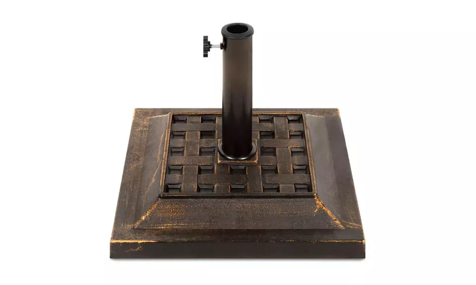 Heavy Duty 26lb Outdoor Steel Square Patio Umbrella Base Stand w/Bronze Finish