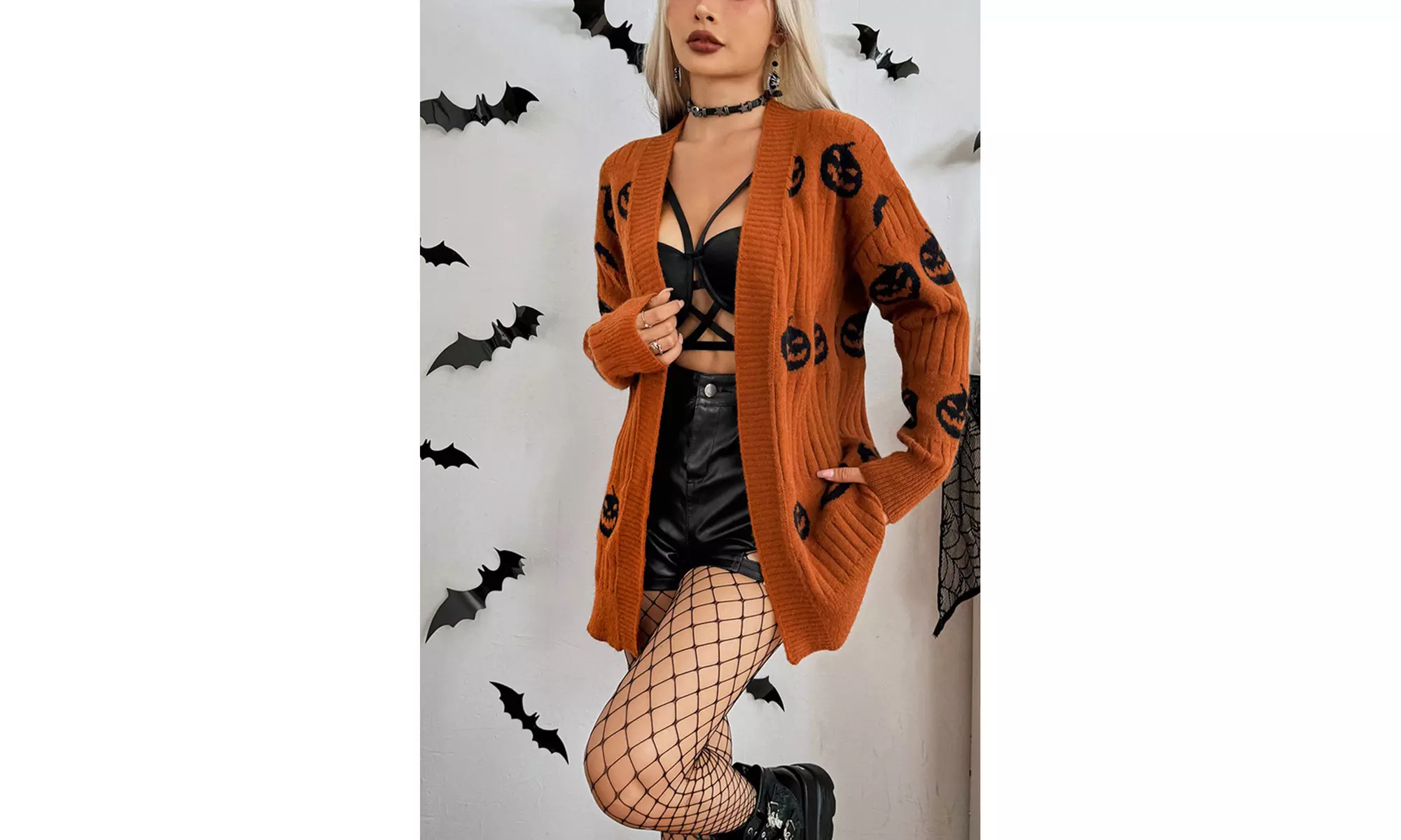 Love Kuza Creepy Cuddle Halloween Sweater Open Cardigan (S-XL)