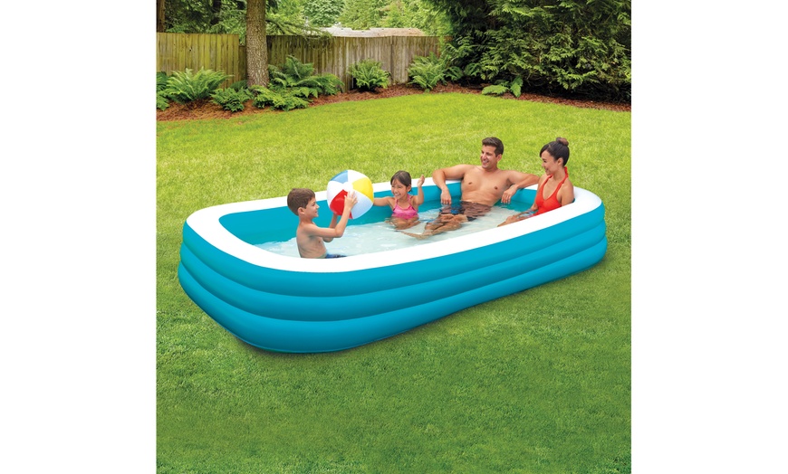 Play Day 10' Deluxe Inflatable Family Pool, Blue And White | Groupon