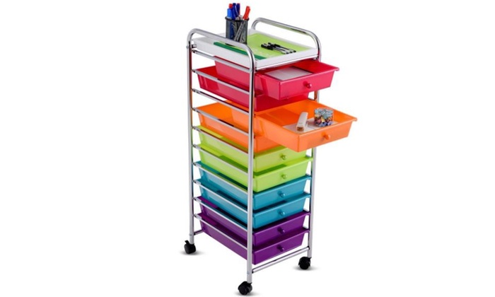 10 Drawers Rolling Organizer Cart Craft Utility Mobile Trolley