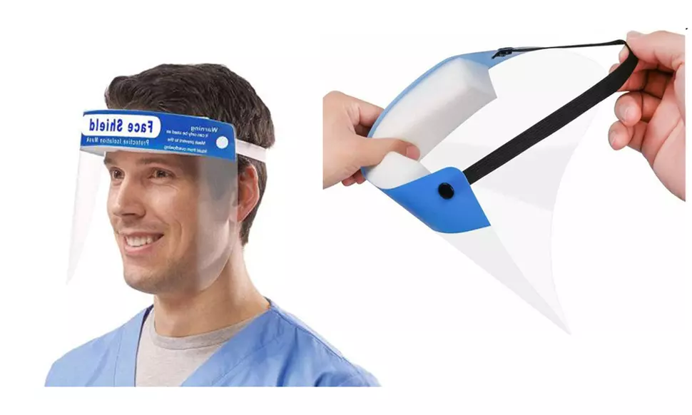 Reusable Waterproof Transparent Face Shields W/ Adjustable Band (5 or 10-Pack) - Primary Image