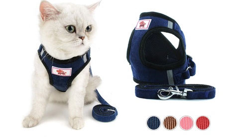 Cat Dog Pet Harness Leash Set Adjustable Control Vest Dogs Reflective XS M L XL XL Blue