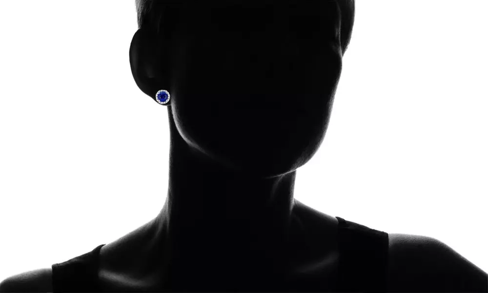 3.00 CTTW Sapphire Halo Sterling Silver Studs by Valencia Gems - Second Medium