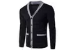 Men Long Sleeve V-Neck Top Coats Casual Cardigan Sweater Outerwear Cardigans - Second Medium