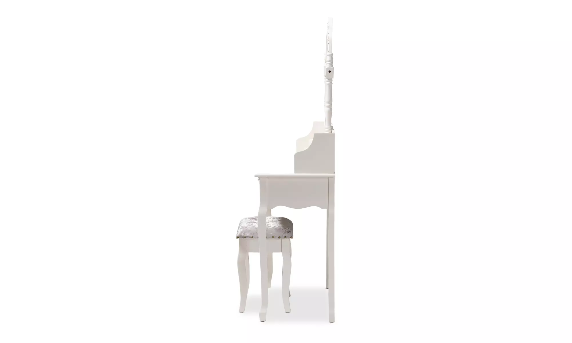 Gretta White French Provincial Style Vintage Vanity Dressing Table and Stool Set - Second Medium