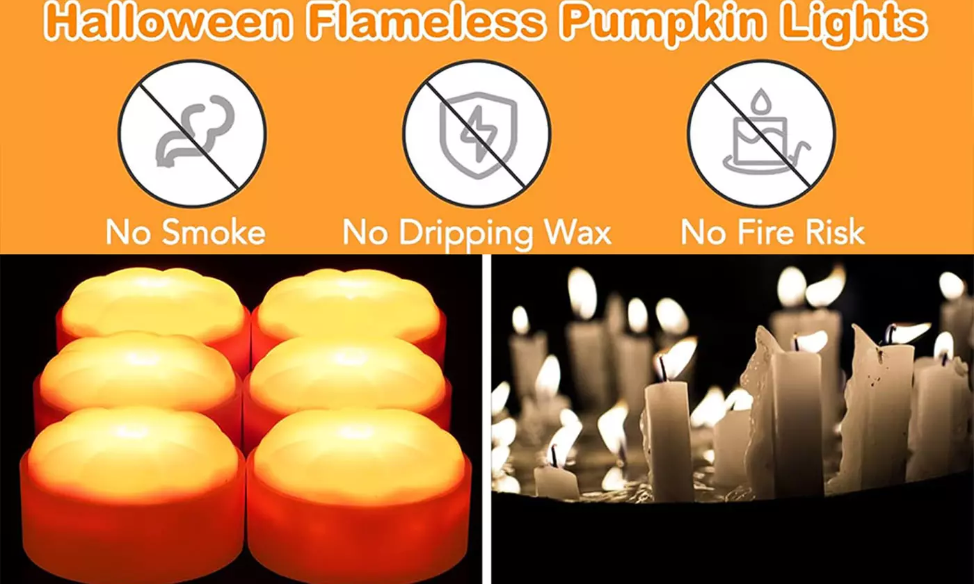 4-Pack Halloween LED Flameless Pumpkin Candle Lights with Remote