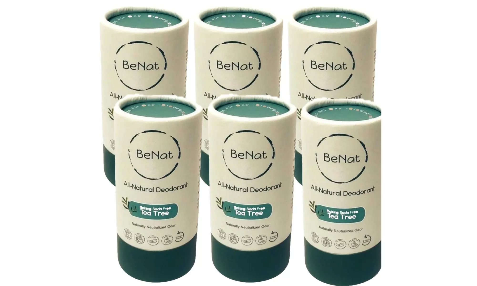 BeNat All-Natural Plastic-Free Eco Friendly Deodorant - 3 or 6 Pack - Primary Image