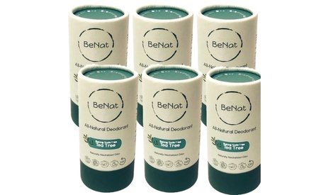 BeNat All-Natural Plastic-Free Eco Friendly Deodorant - 3 Or 6 Pack 3-Pack Lemon And Tea Tree