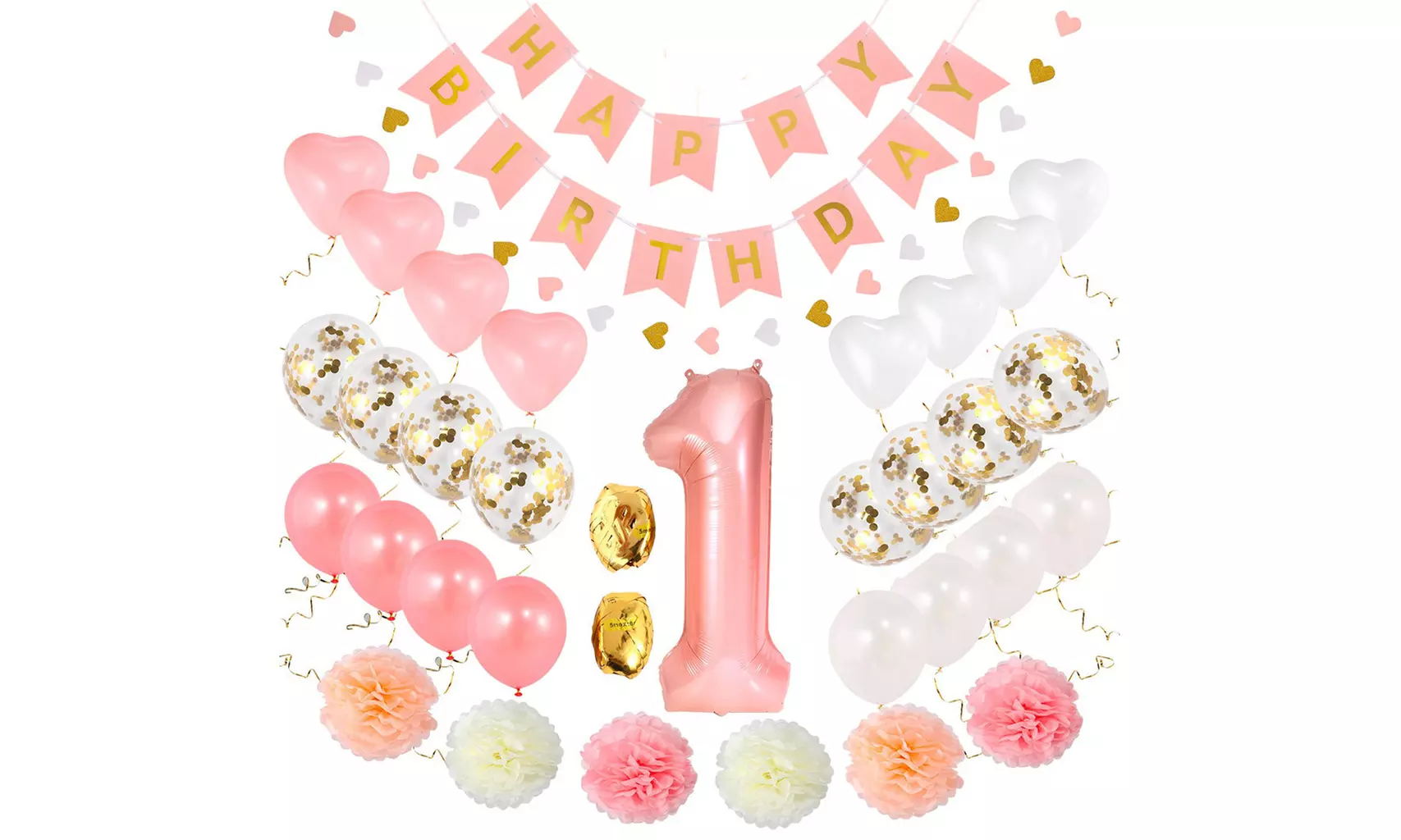 Inverlee 1st Birthday Decorations Princess Party Supplies Set - Primary Image