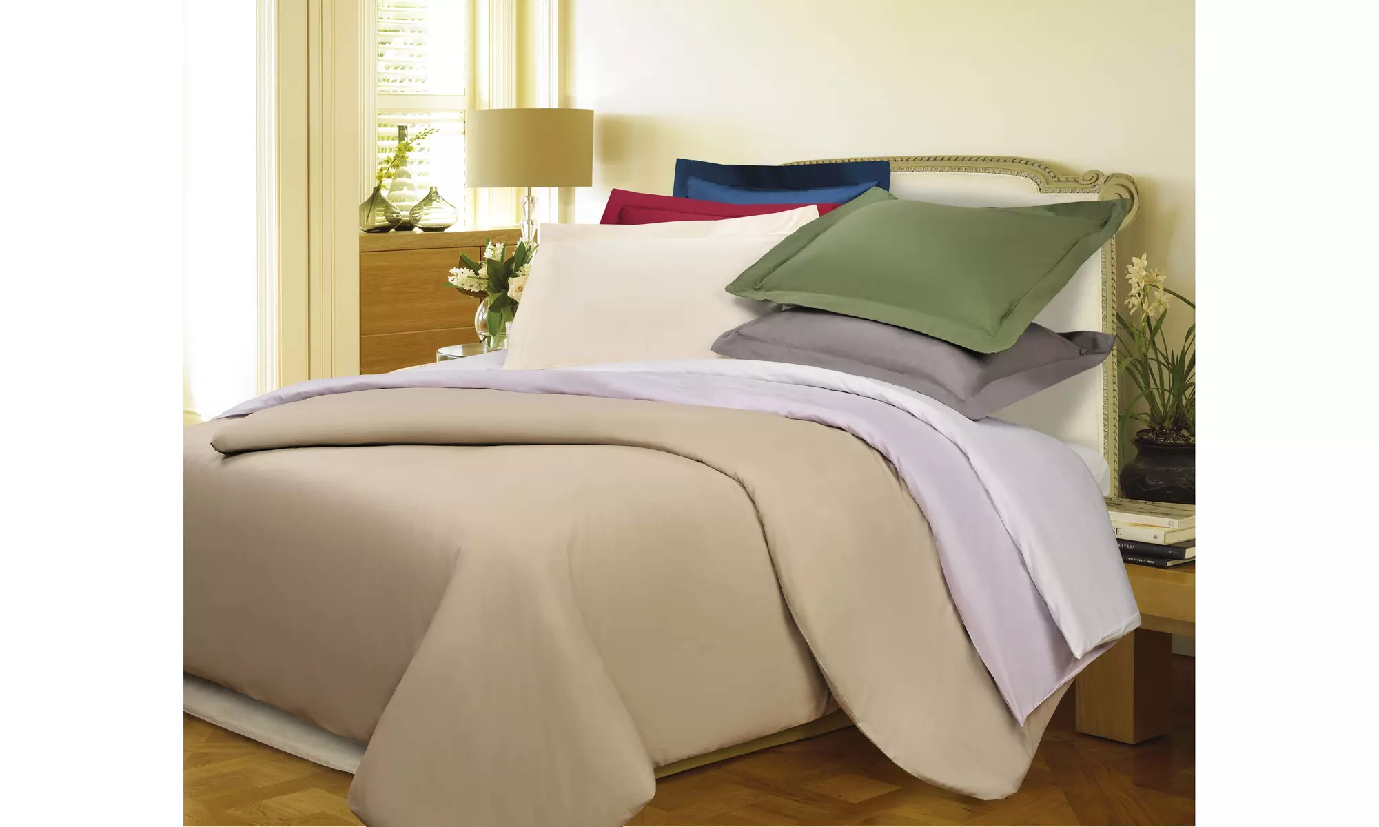 Superior 100% Cotton Percale Solid Duvet Cover & Pillow Sham Set - Primary Image