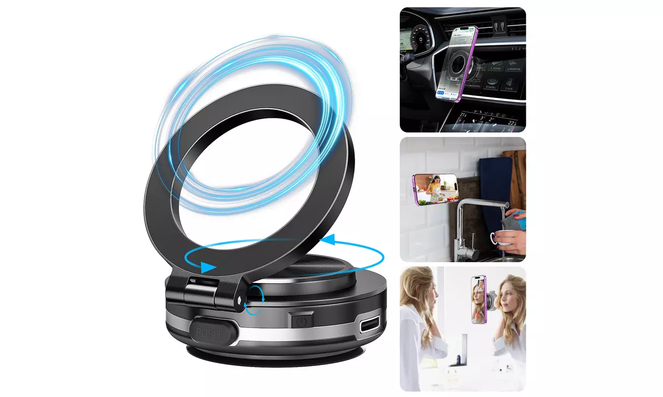 Electric Vacuum Magnetic Car Phone Mount 360 Rotating Magnetic Phone Holder