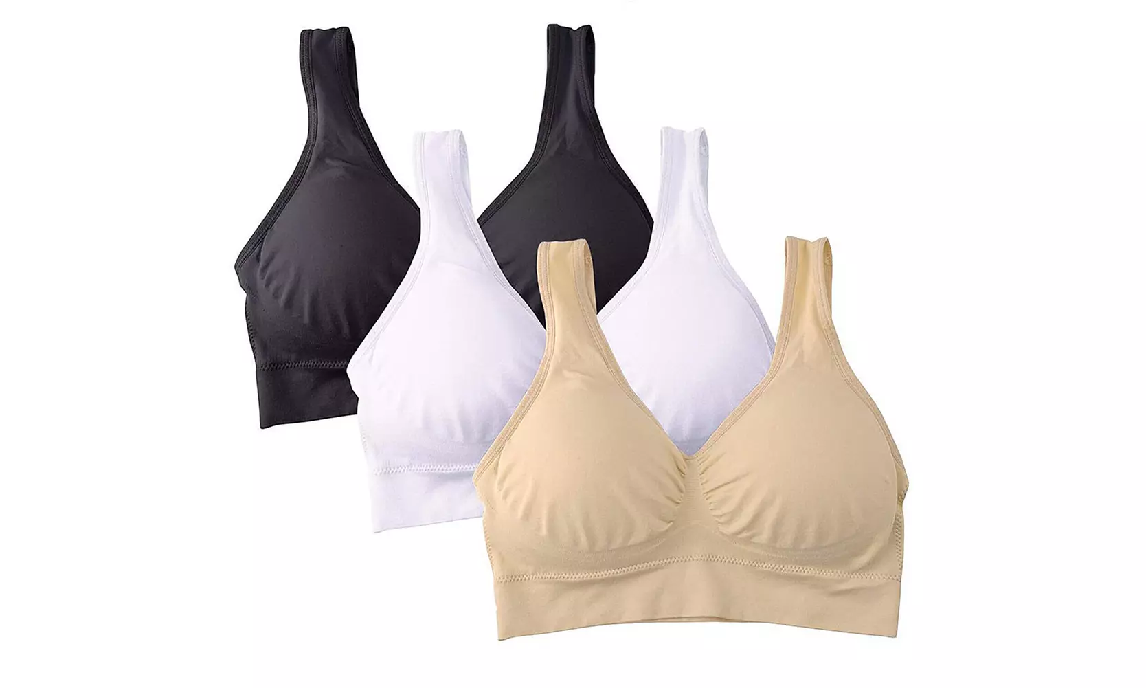 US 2-4 Pack Women's Padded Sports Bra High Impact Seamless Bralette Plus Size