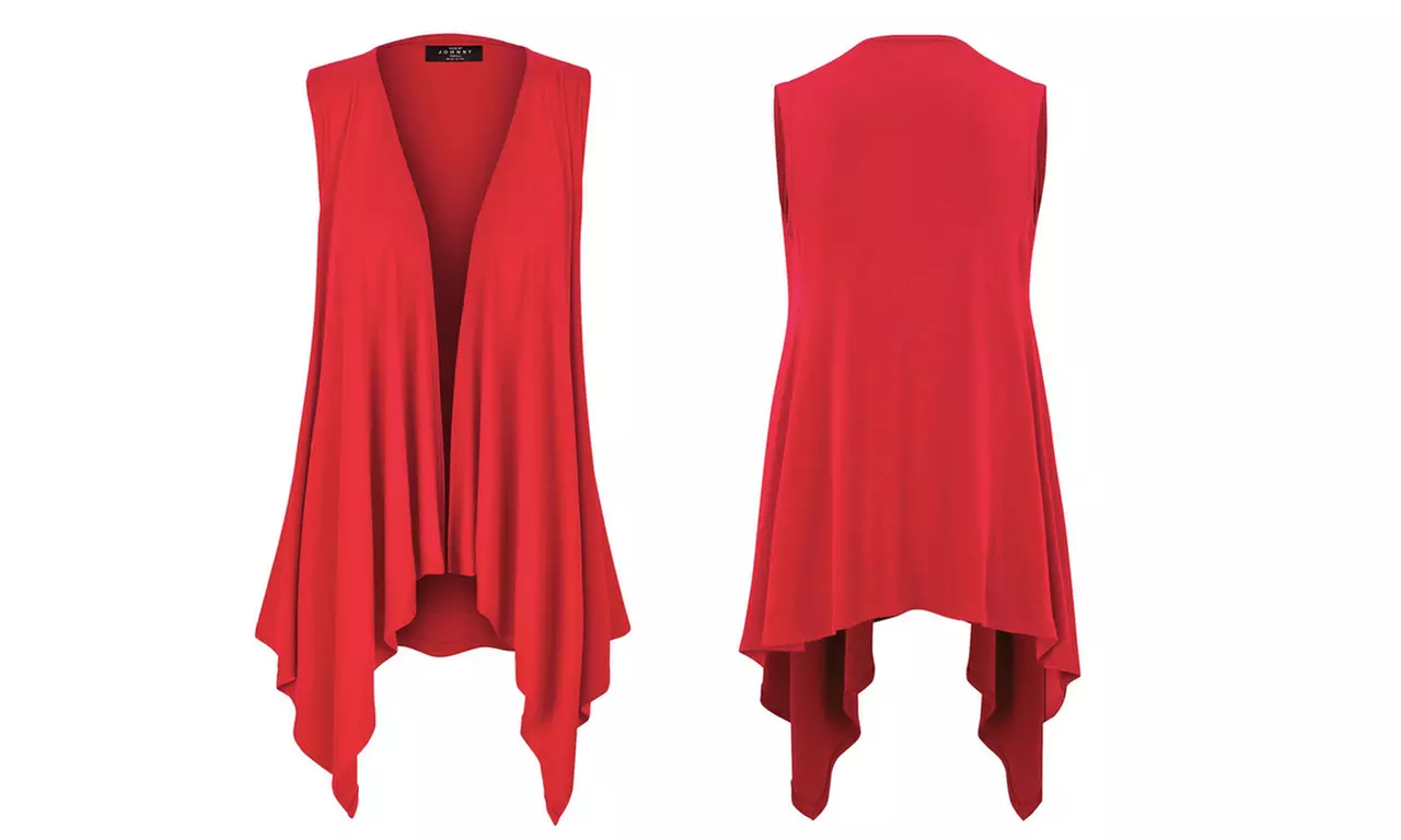 Women's Lightweight Sleeveless Solid Open Front Drape Vest Cardigan