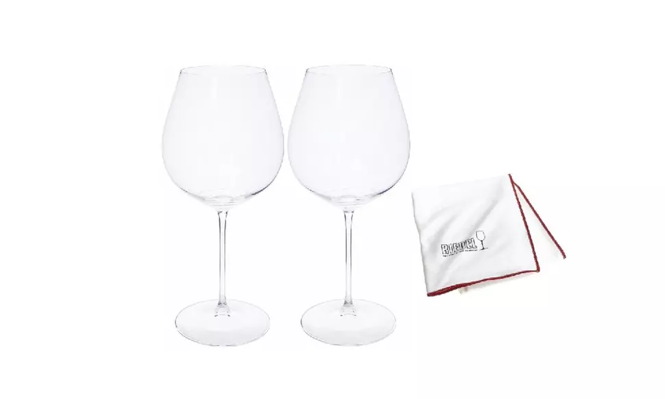 Riedel Veritas Cabernet/Merlot Wine Glasses (2-Pack, Clear) with Polishing Cloth - Primary Image