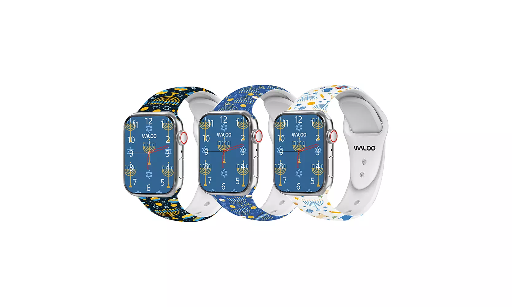 Waloo Hanukkah Fun Silicone Sport Replacement Bands For Apple Watch - All Series