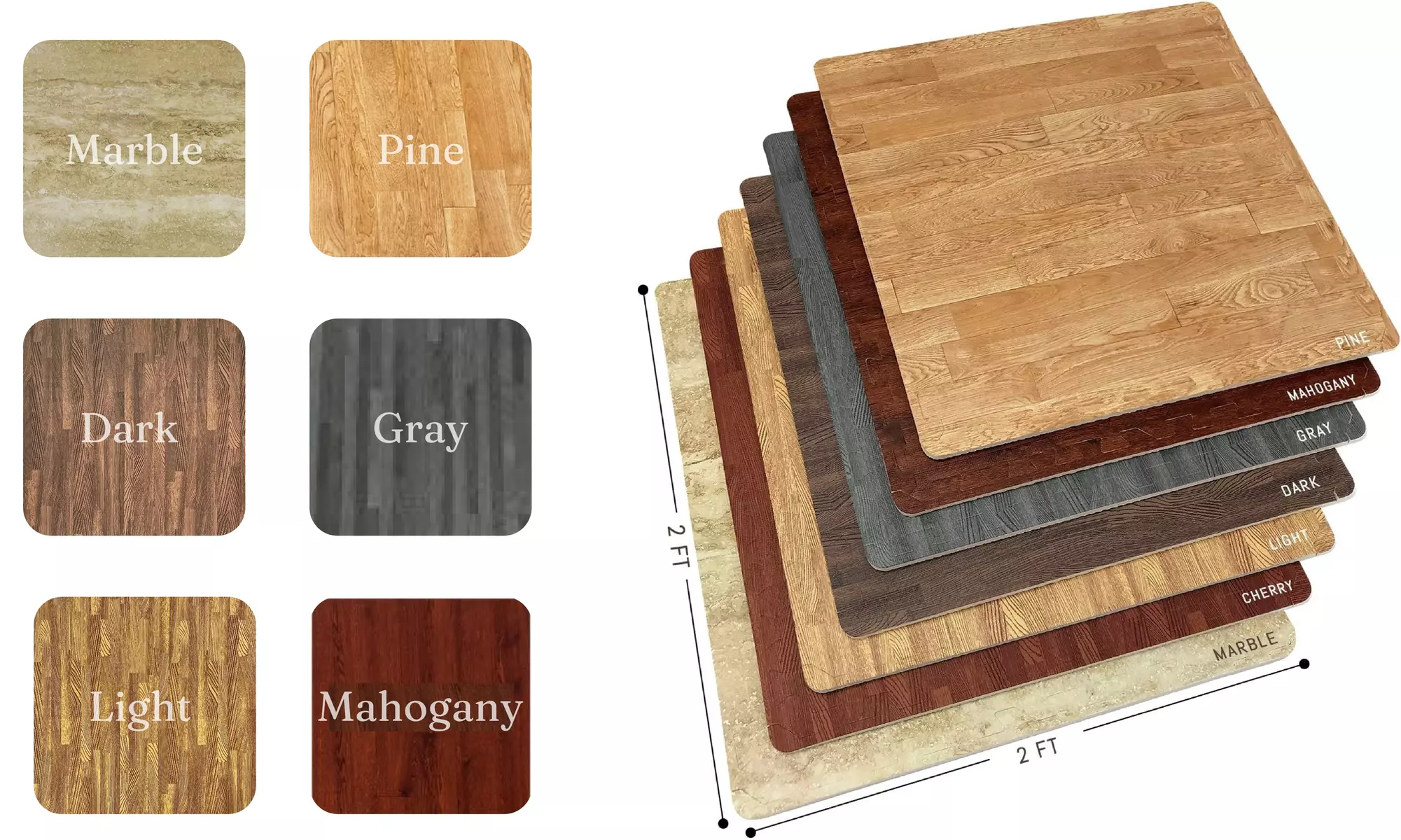Sorbus Wood Grain Foam Interlocking Floor Mats 3/8" Thick - 12 Tiles - 48 SQ FT