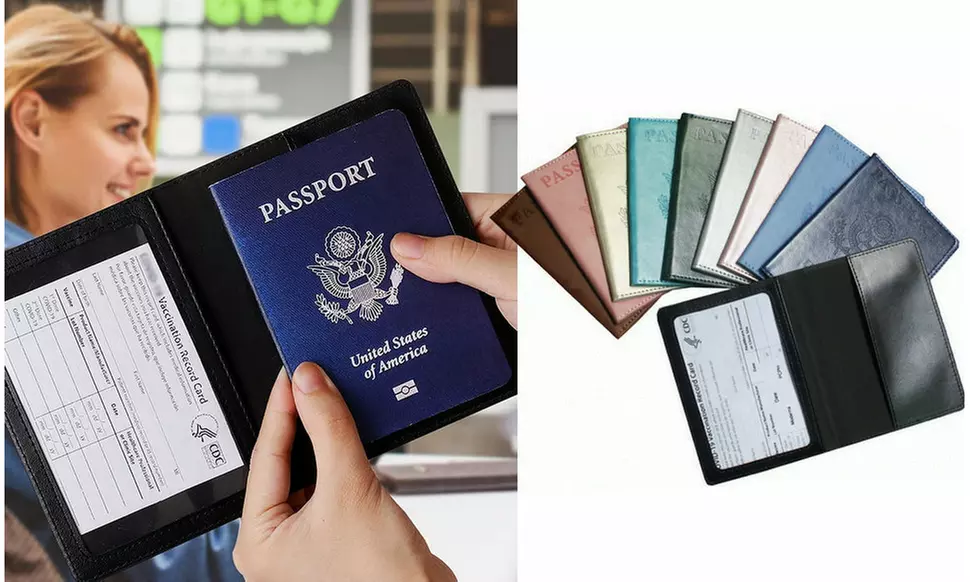 Slim Passport Card Holder Cover Faux Leather Travel Wallet