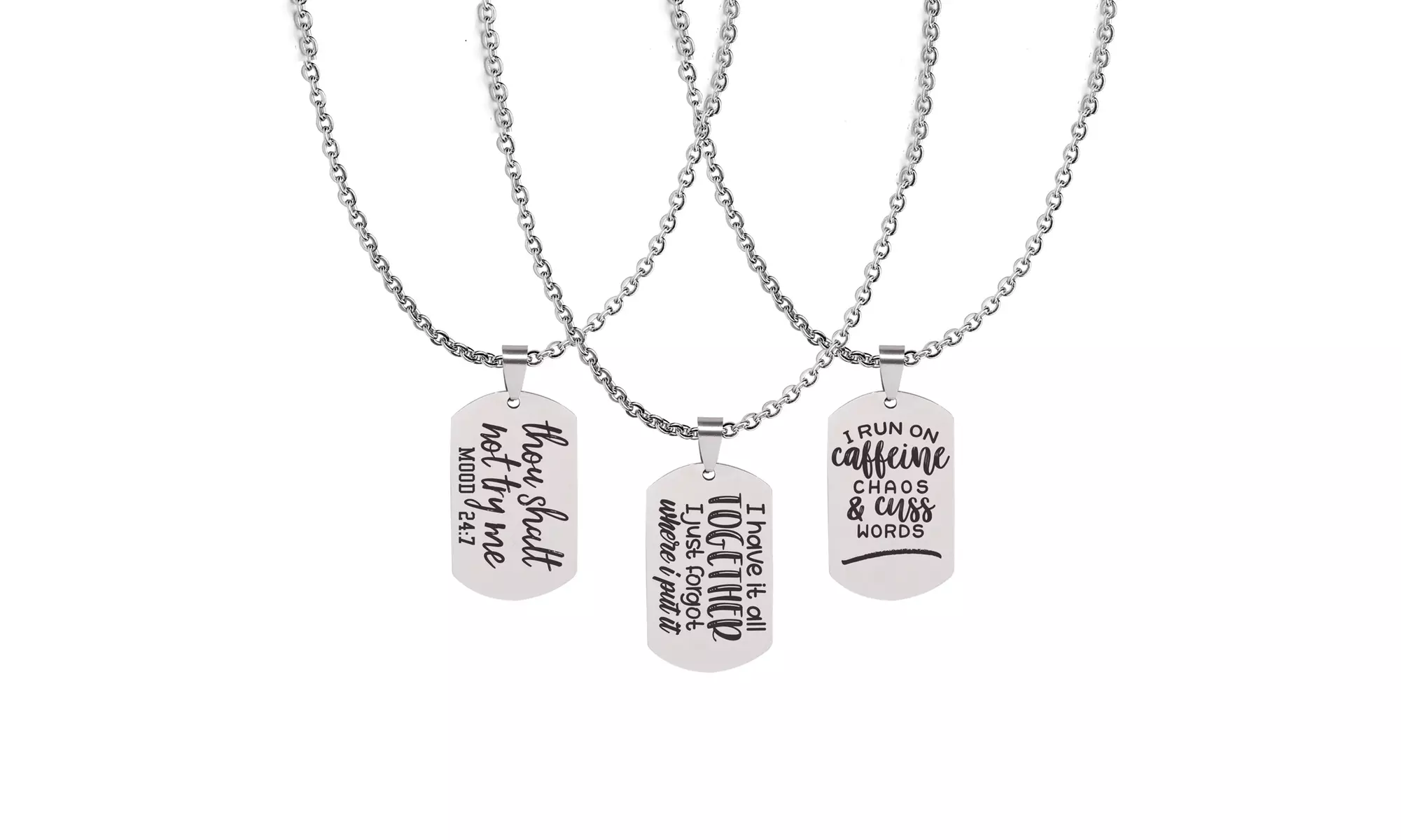 Fully Adjustable Snarky Tag Necklace By Pink Box - Chain Length 18 to 36 Inches - Primary Image