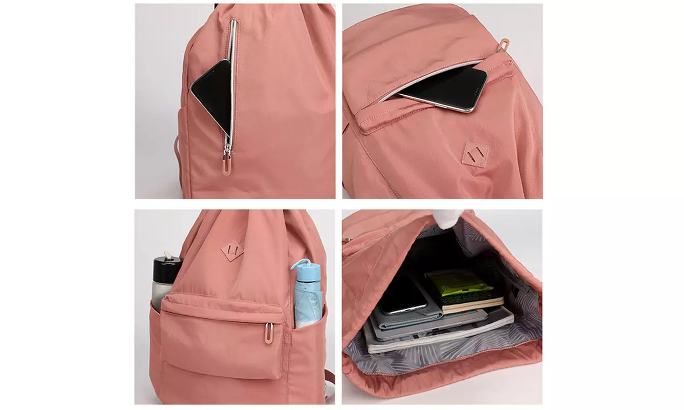 Water Resistant Drawstring Backpack Sports Gym Sack with Side Pocket