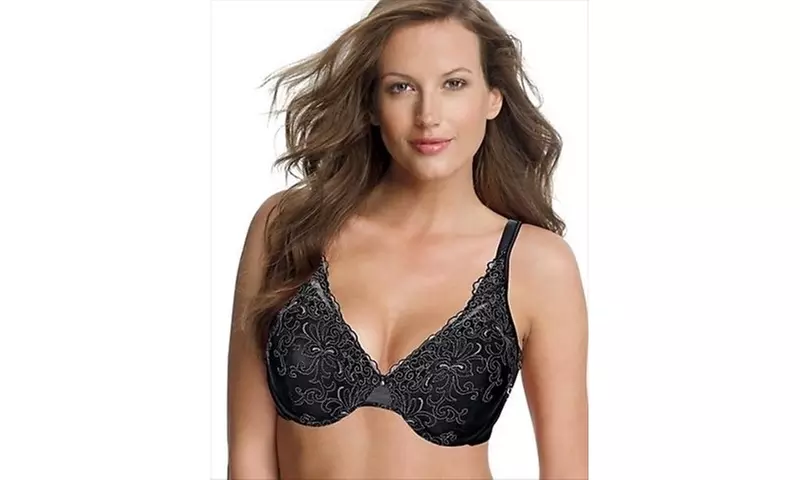 Playtex Secrets 4513 Feel Gorgeous Embroidered Underwire Bra Size 44D Black  - Second Medium