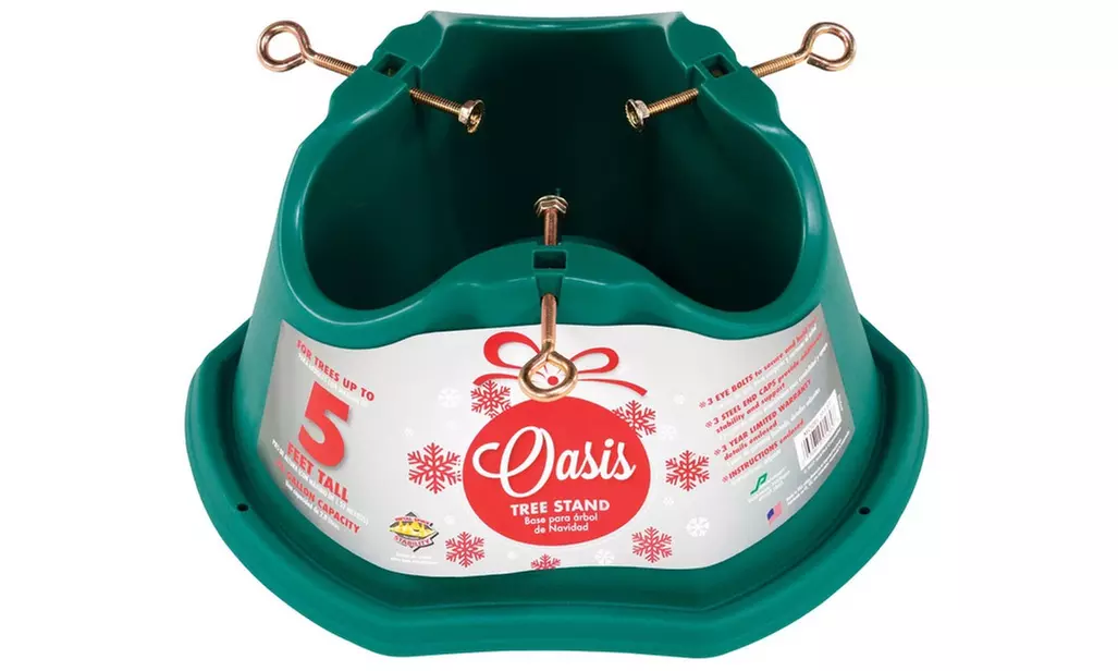 Oasis 313-ST Christmas Tree Stand, Plastic, Green, 5' H - Primary Image