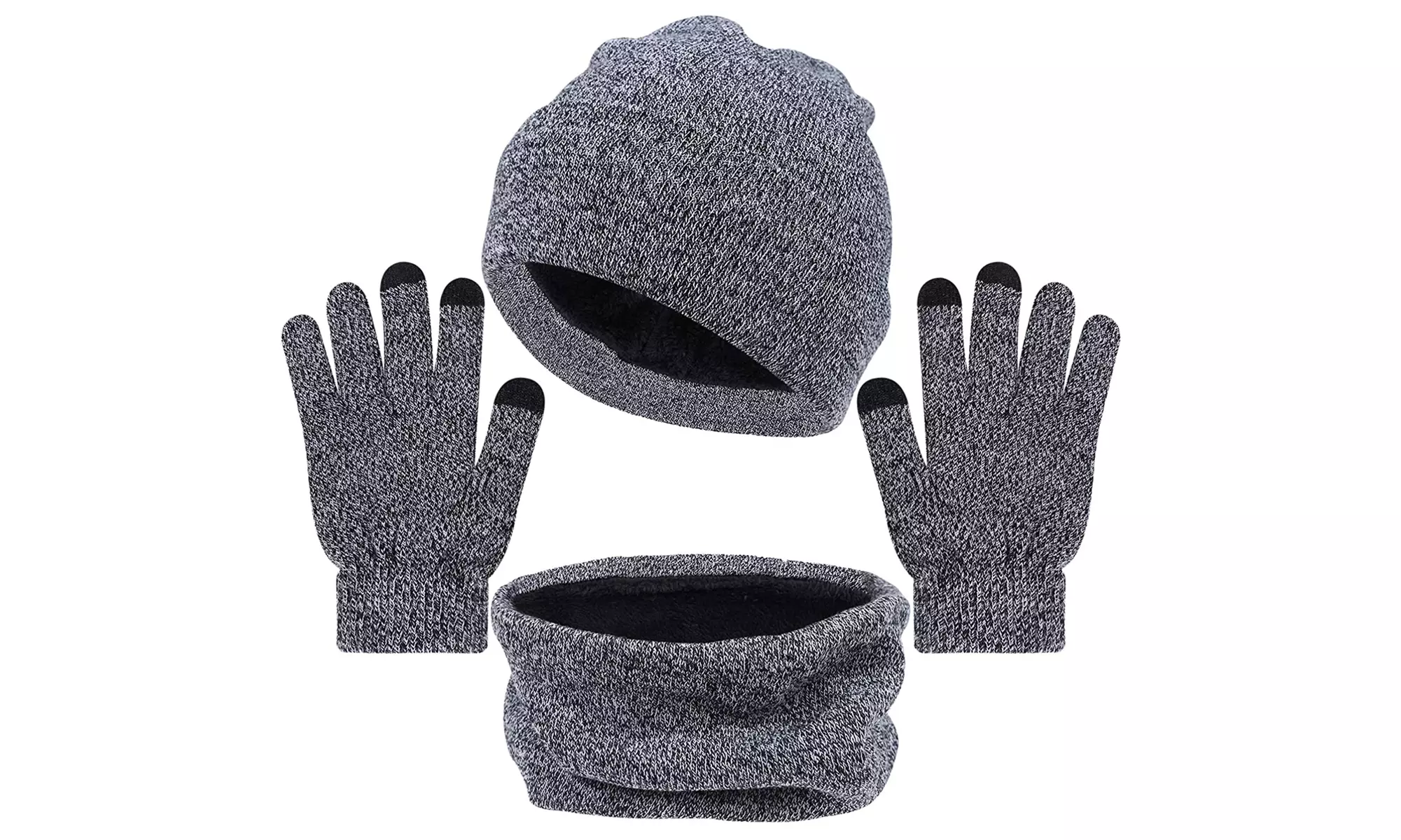 3 PCS Winter Beanie Hat Scarf Touchscreen Gloves for Men Women Knit Scarf Cap