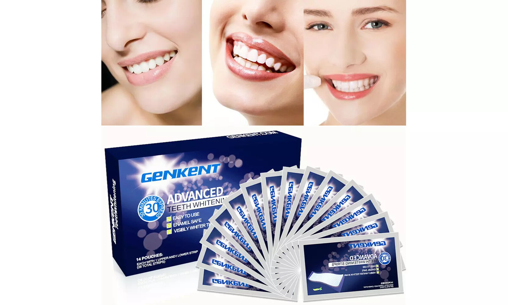 Genkent Professional 3D Teeth Whitening Strips (28-Count) - Second Medium