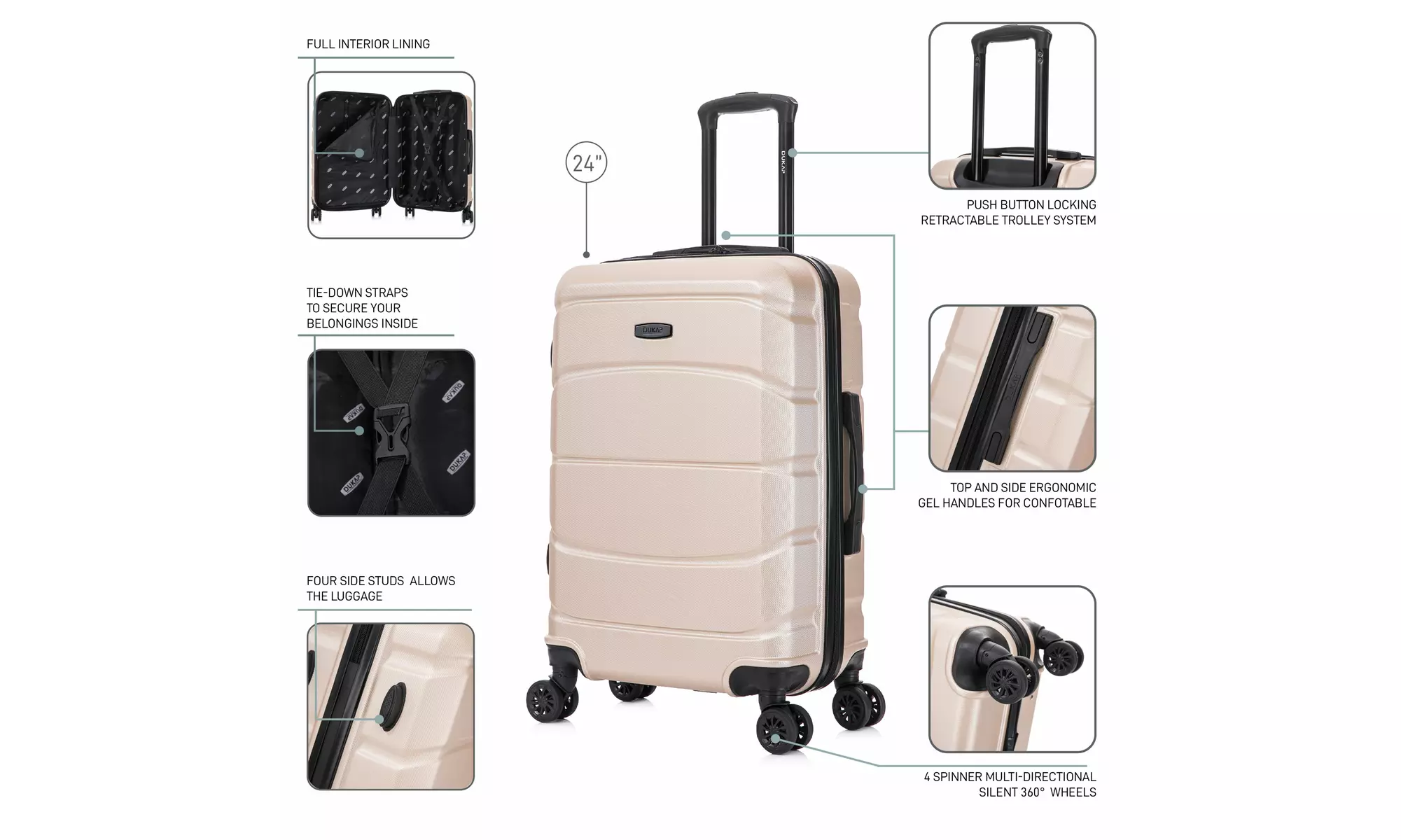 DUKAP Sense Lightweight Hardside Spinner Luggage 20"/24"/28"