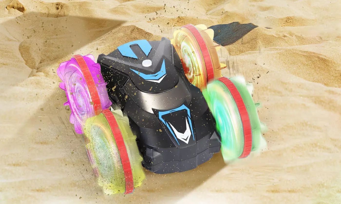 iMounTEK Amphibious RC Stunt Car with Lights & 360-Degree Rotation Off-Road Fun