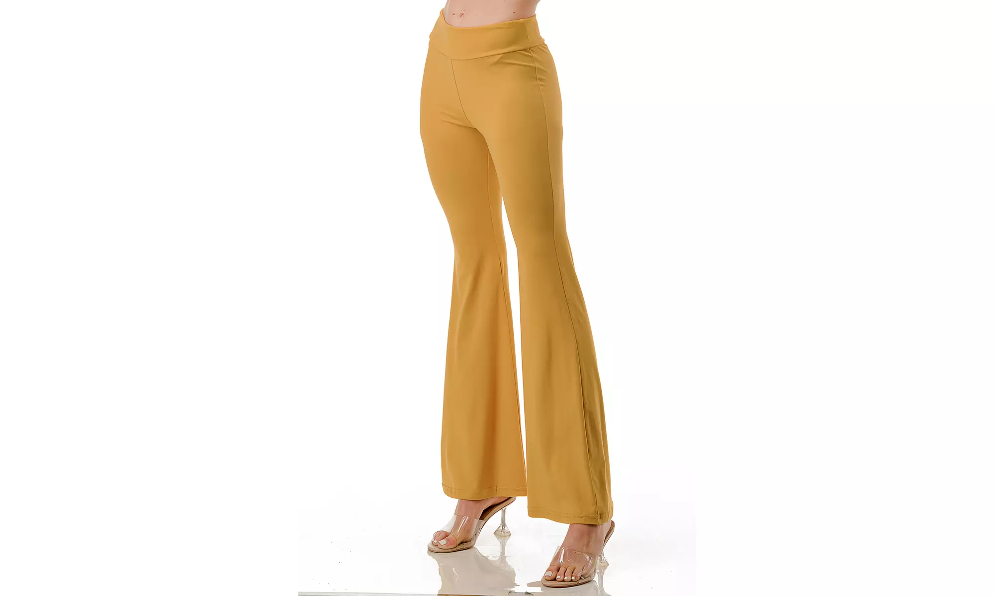 Women's High Waist Flare Leg Pants Elastic Tummy Control Yoga Casual Leggings