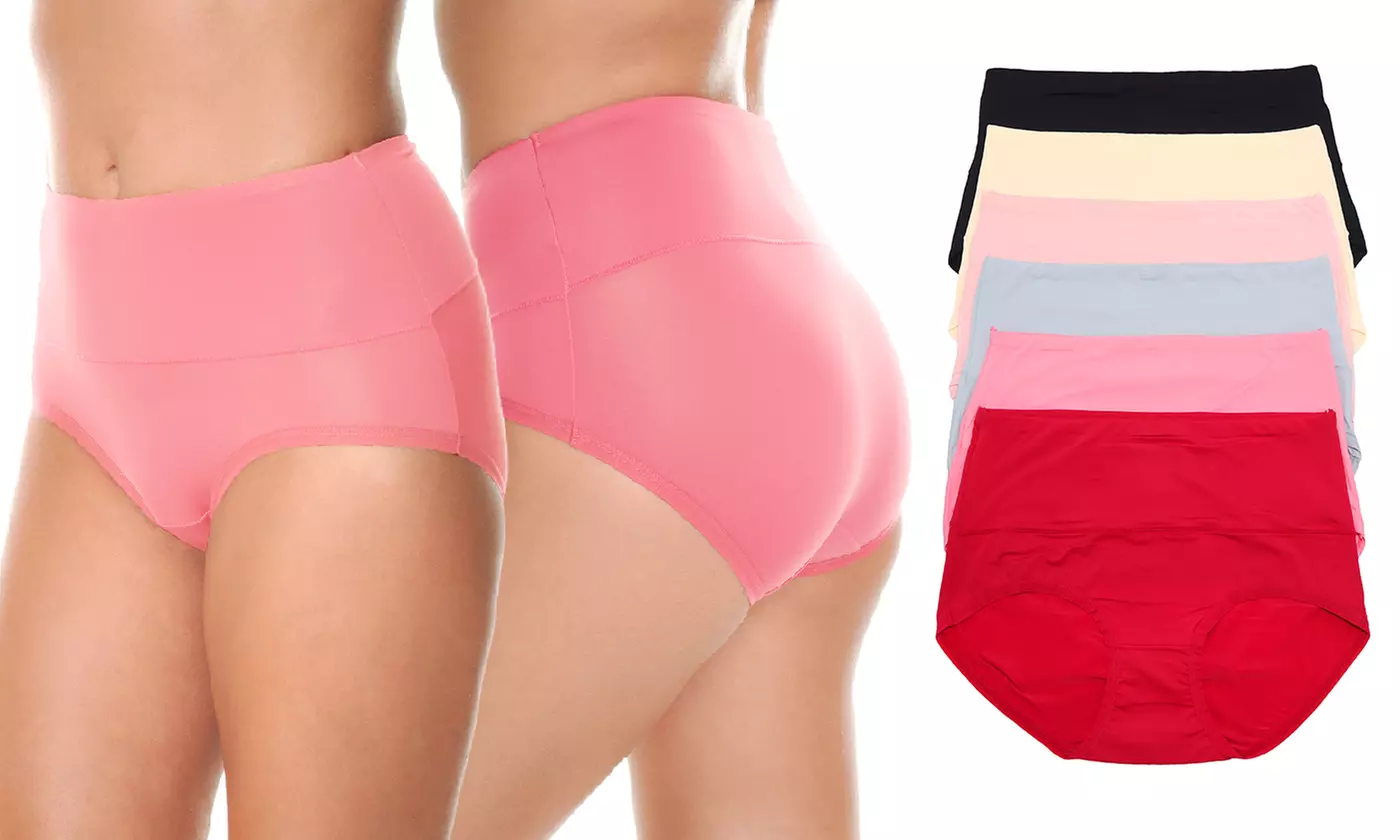 Angelina Women's Microfiber High Waist Light Control Briefs (6-Pack)