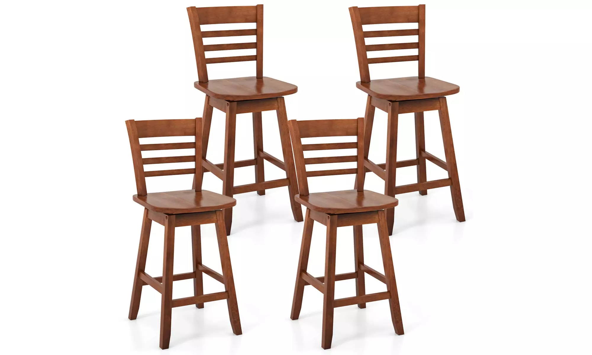 Costway 24.5" Counter Height Bar Chairs Swivel Bar Stools with Hollow Backrest