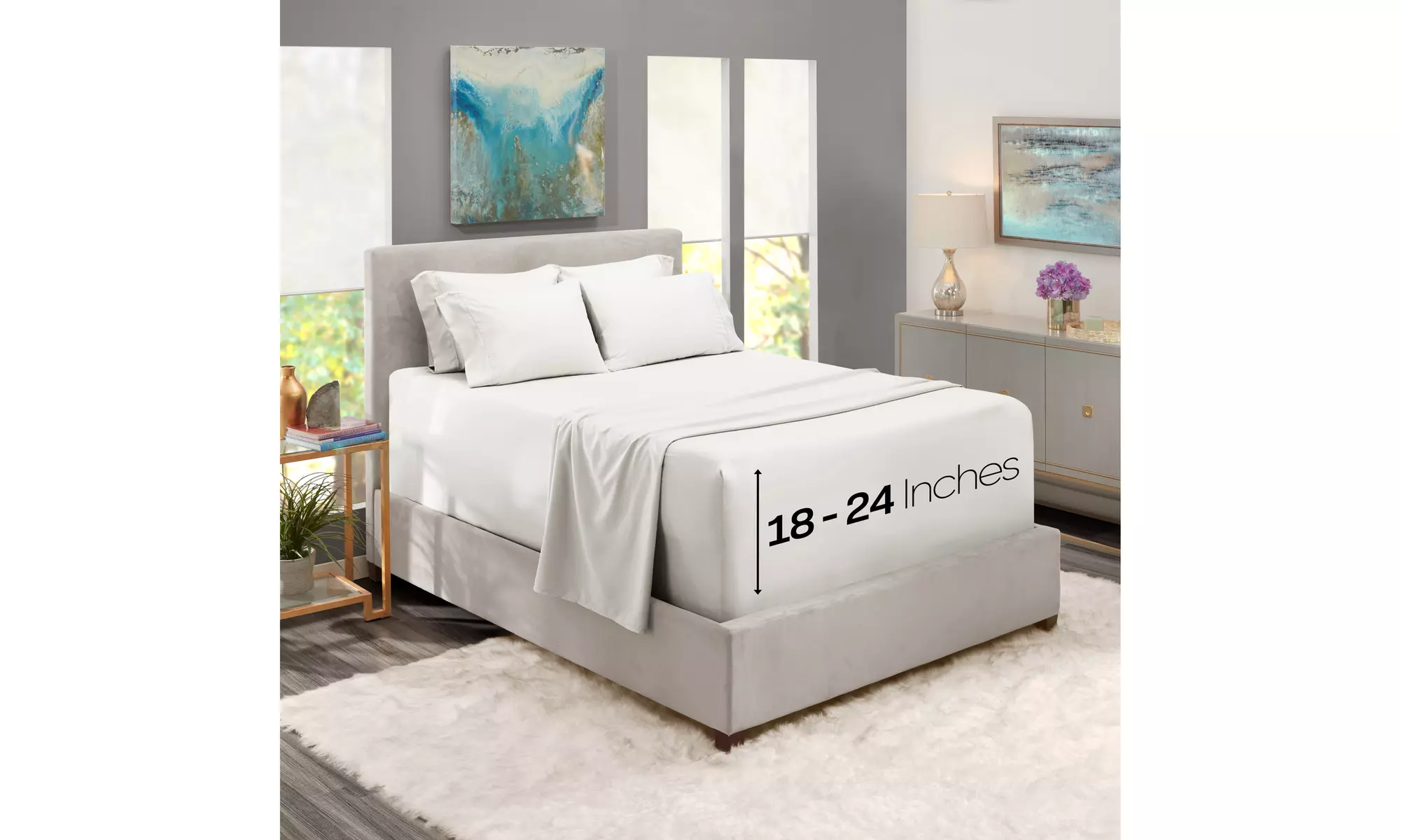 Nestl Extra Deep Pocket Sheets - 18-24 Inch Fitted Bed Sheet Set - 6 Piece