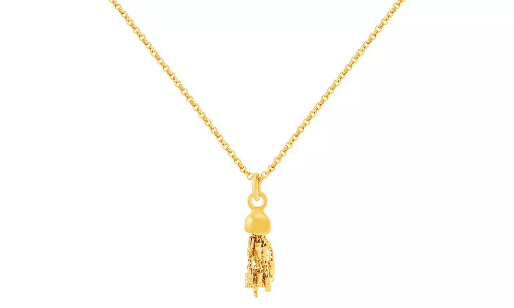 Sterling Silver Tassel Pendant 18" Rolo Chain Necklace - Primary Image