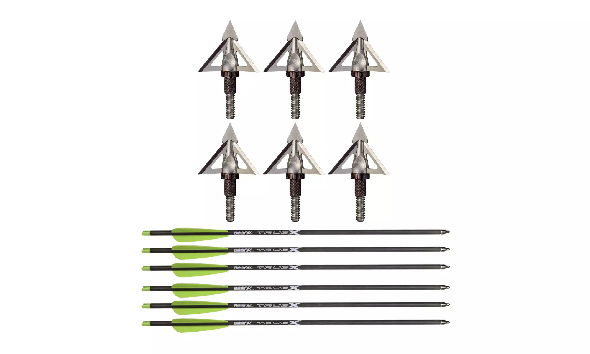 Bear X 20-Inch TrueX Crossbow Arrows, Psycho XB Fixed 3-Blade Broadhead 6-Pack - Primary Image