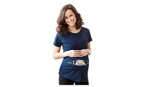 Funny Peeking Baby Pregnancy T-Shirt Top Maternity Tees