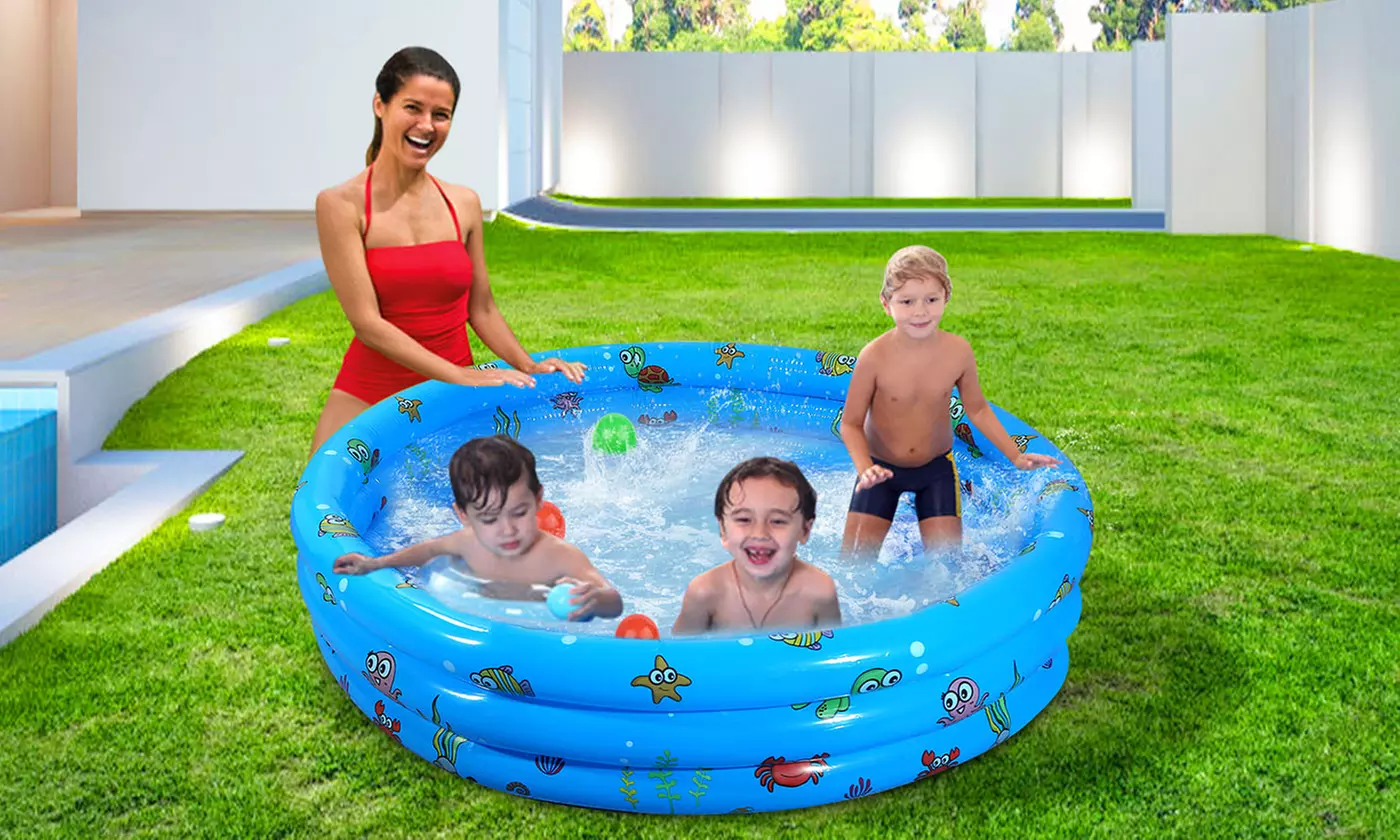iMounTEK Inflatable Swimming Pool w/ 4 Air Valves & Drain Plug - 51" x 51" x 13"