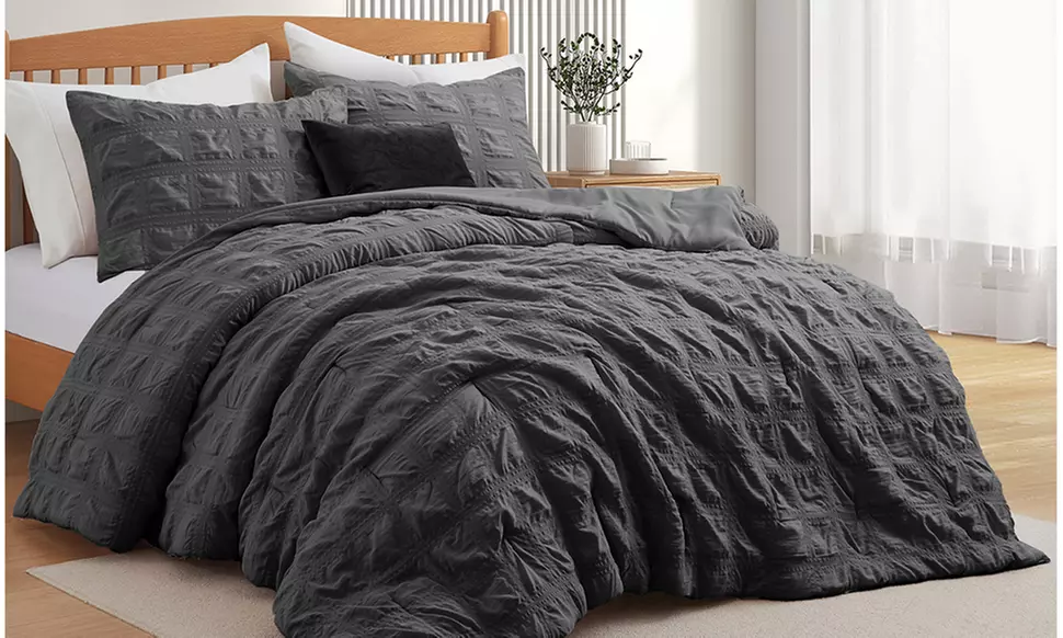 Peace Nest  2-3PC Crinkle Textured Comforter Set - Primary Image