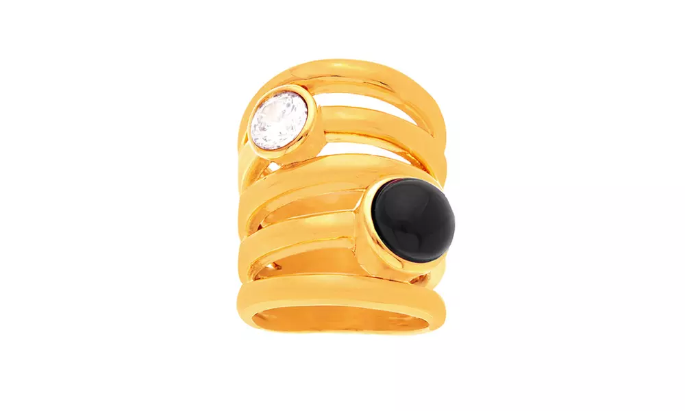 Stainless Steel Color Stone Multi-Strand Ring - Second Medium