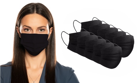 Black 3 Ply Non-Woven Non-Medical Disposable Face Masks (50-Pack Or 100-Pack) Black 50-Pack