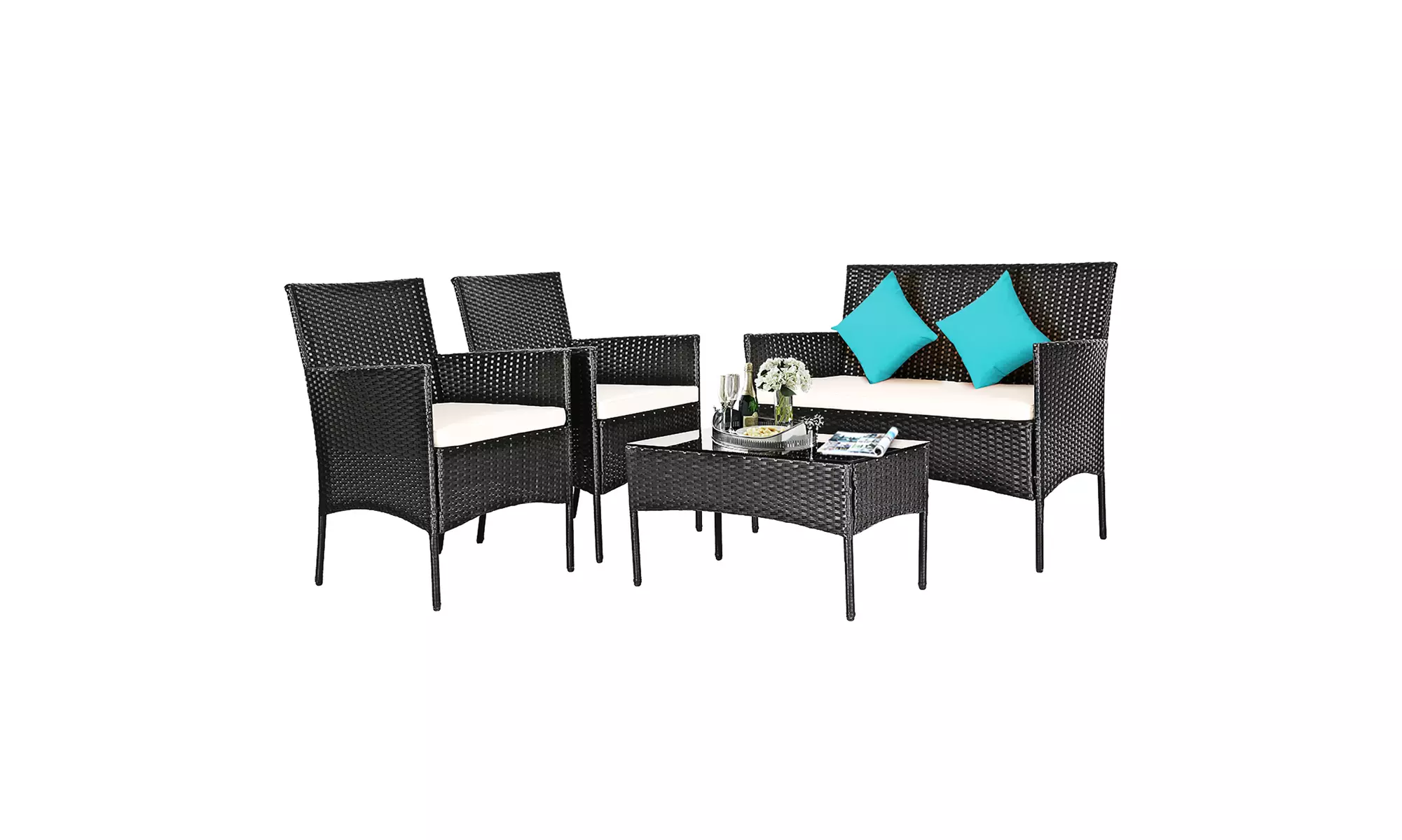 Costway 8PCS Patio Rattan Cushioned Sofa Coffee Table Backyard Porch - Second Medium