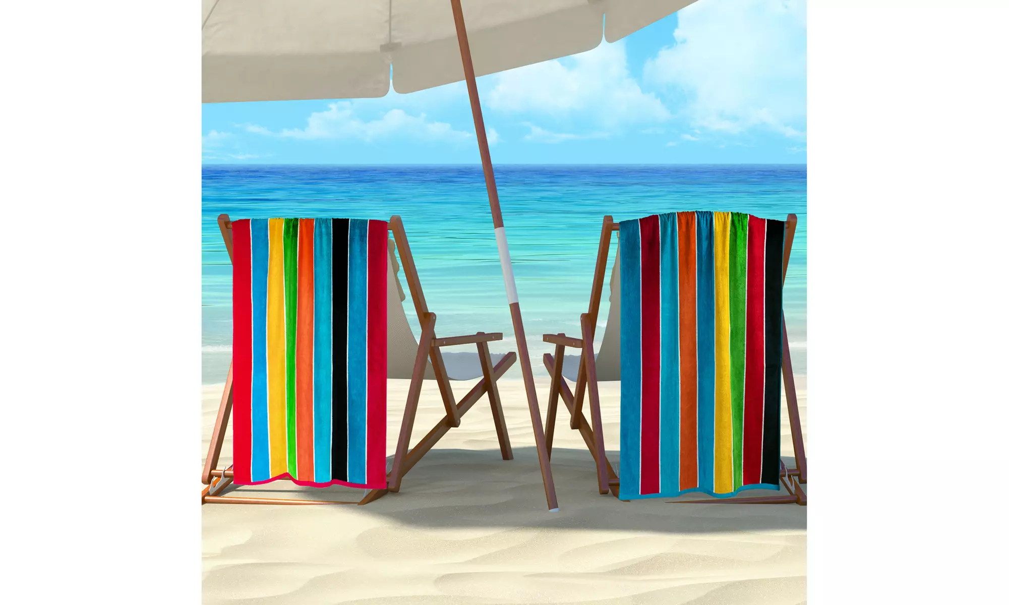 Rainbow Stripes Ultra Absorbent Oversized Egyptian Cotton Beach Towels - Primary Image