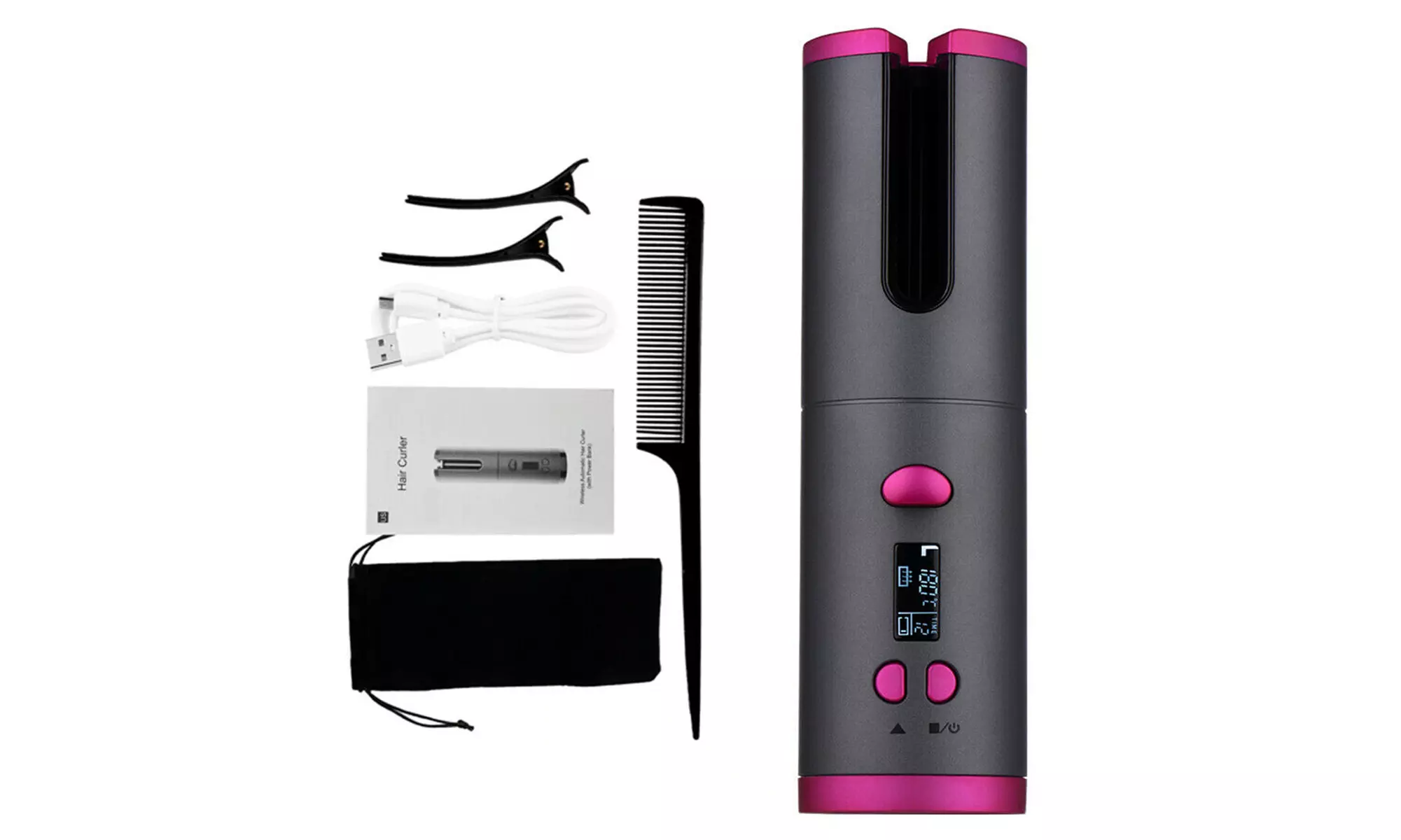 Cordless Auto Rotating Hair Curler Hair Waver Curling Iron Rechargeable Portable - Primary Image