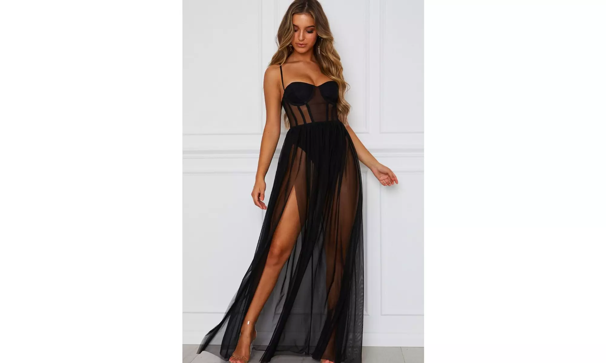 Clear See thru Lingerie Women Lace Dress Nightdress Nightgown Sleepwear Bridal - Second Medium
