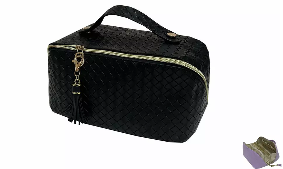 Large Capacity Lay Flat Makeup Bag Travel Cosmetic Bag Multifunctional Storage