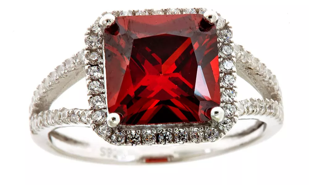 Sterling Silver 5.00 CTTW Cushions Cut Halo Split Shank Ring By Mina Bloom