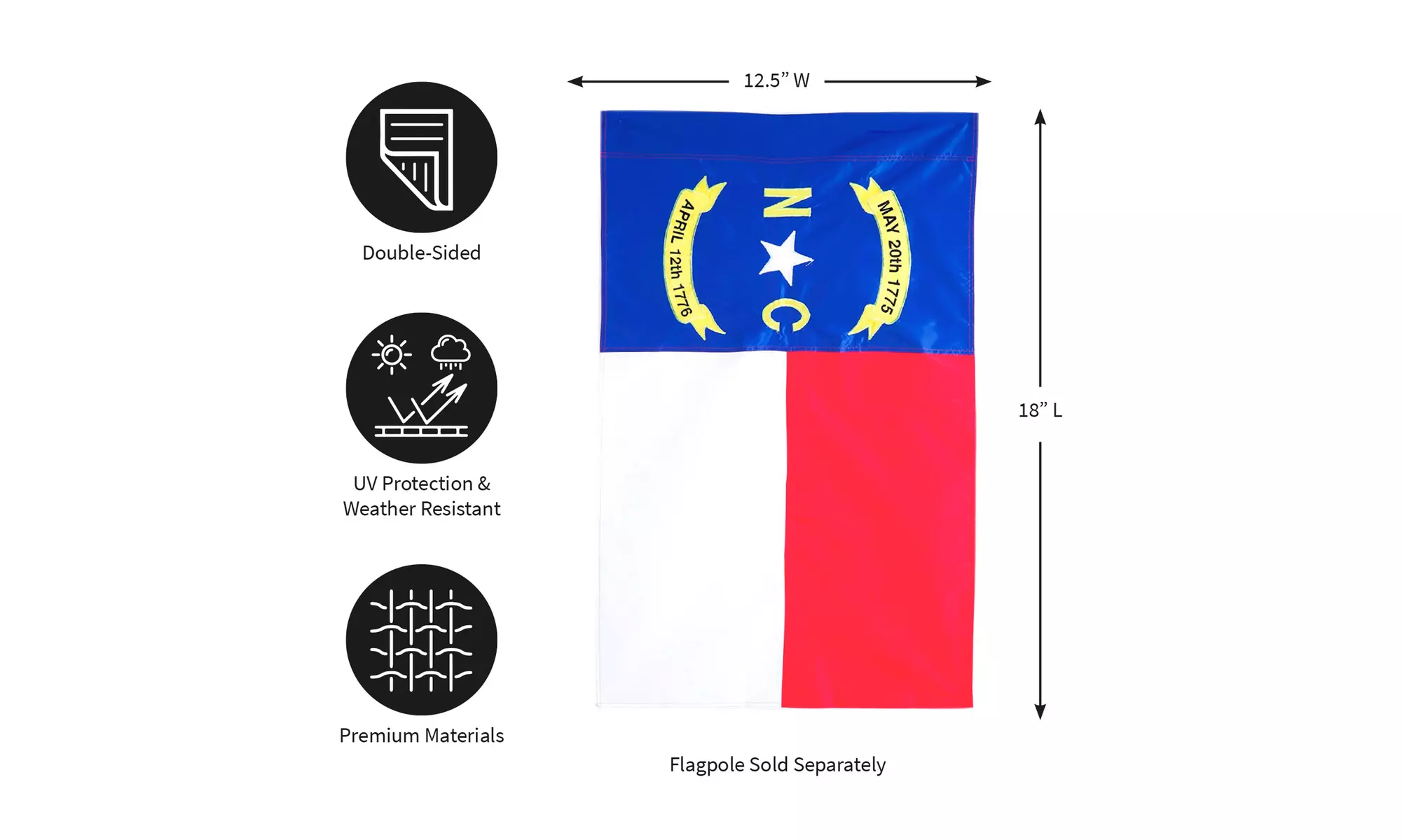 Evergreen Flag NC State Garden Applique Flag - Primary Image