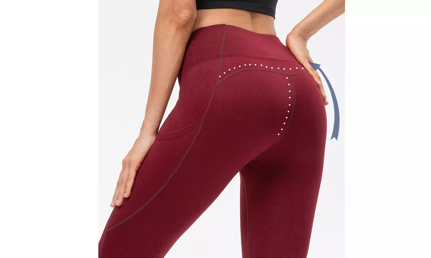 LESIES Women's Active Fleece Lined Leggings with Phone Pocket S-2x