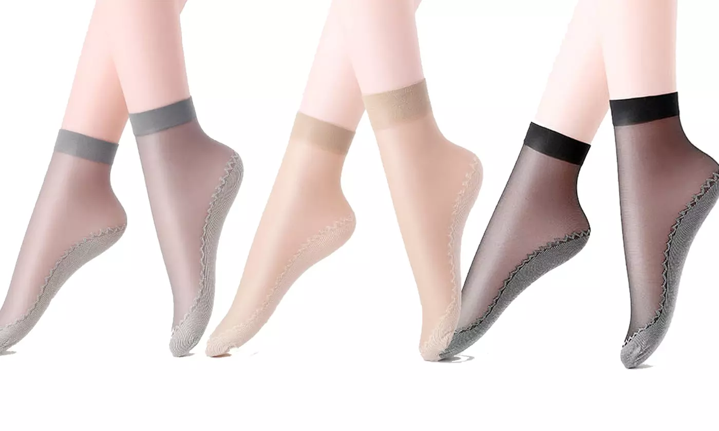 Women's Silky Anti-Slip Cotton Sole Sheer Ankle High Tights Hosiery Socks